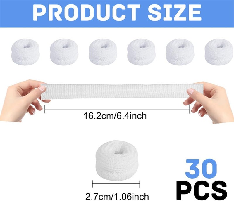 Yeasing Finger Bandages 30pcs Bobs Thumb Bandage Finger Bandage Tubular White Cotton Finger Cots Finger Stall for Work Kitchen Finger Protection - Image 2
